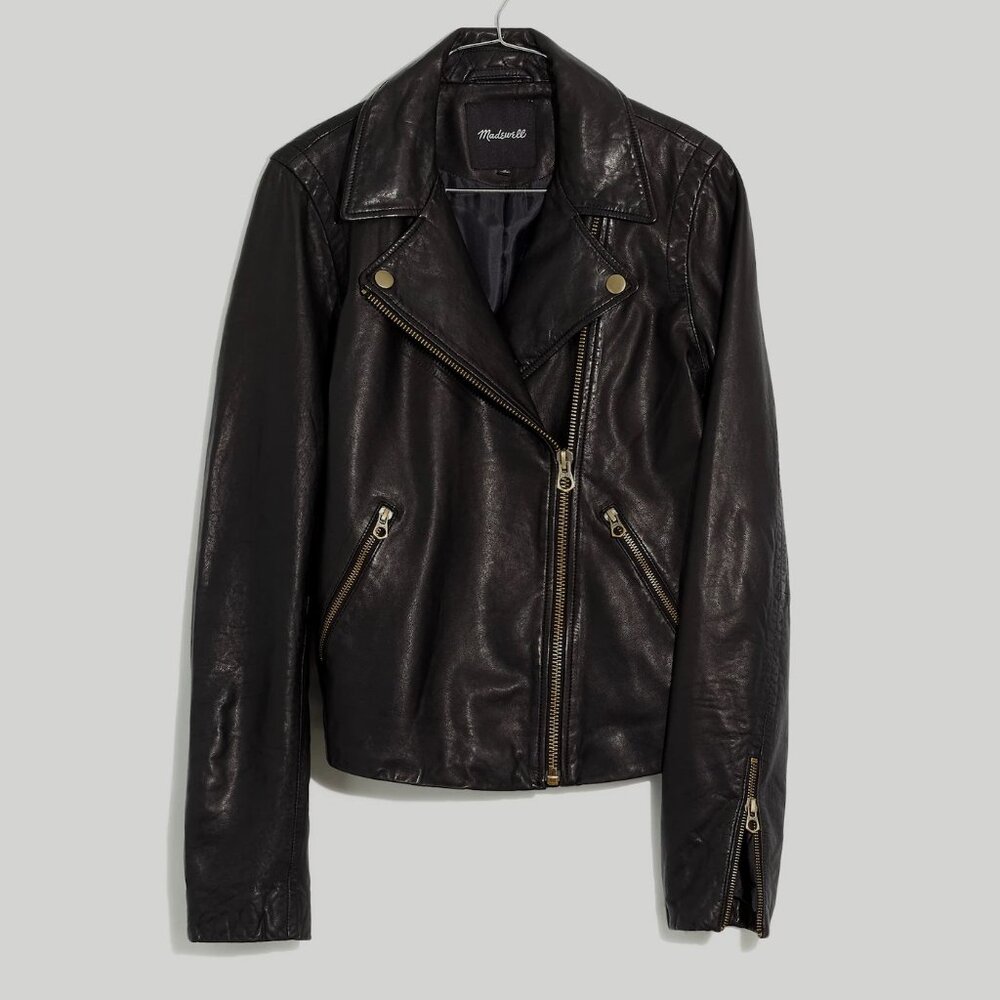 Madewell Washed Leather Motorcycle Jacket: Brass Hardware Edition